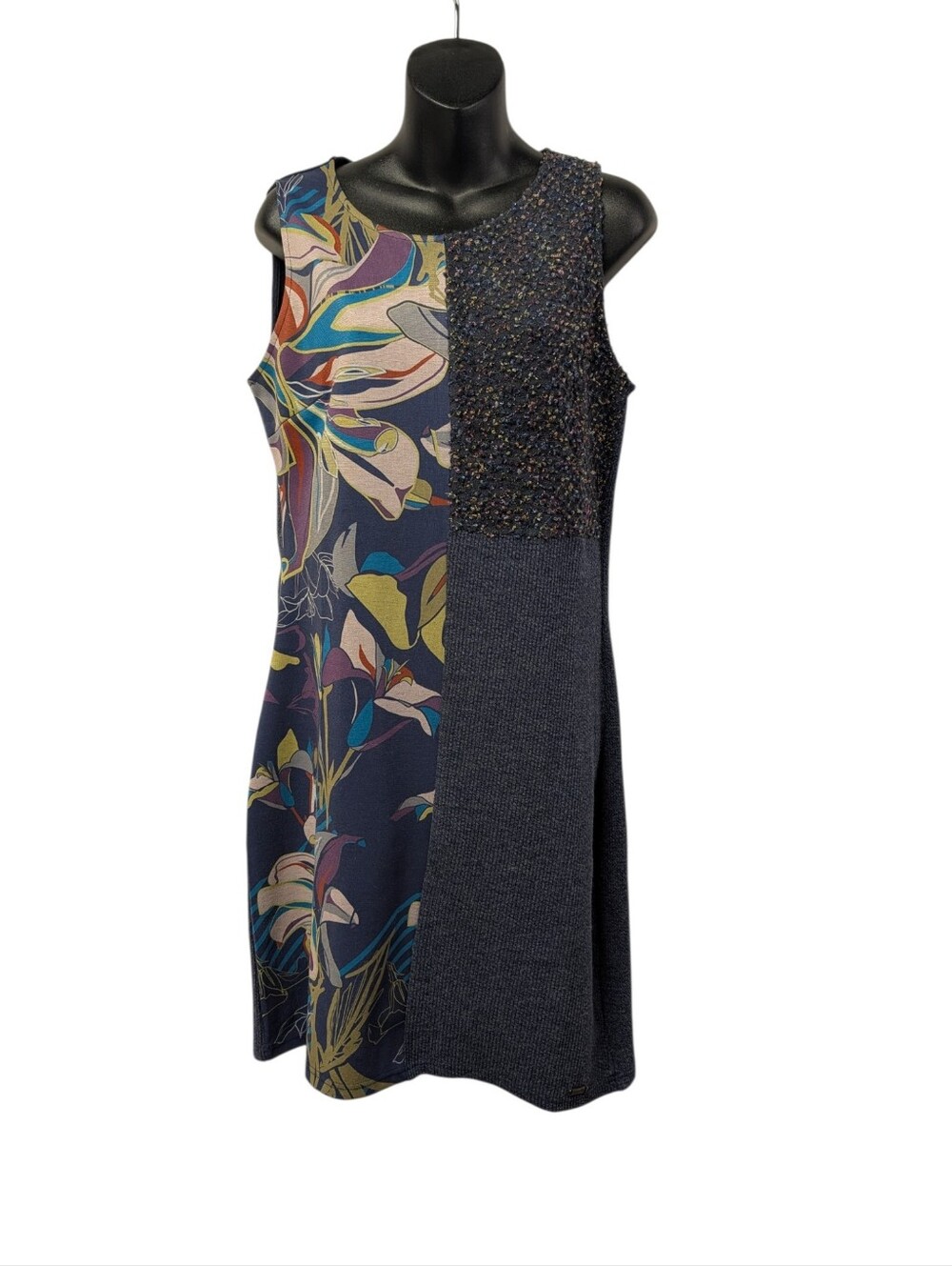 smash! Women's Blue Multicolor Floral Knit Shift Dress Sleeveless Size M - Picture 2 of 11